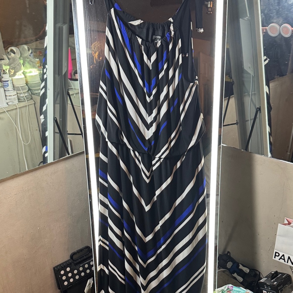Alfani Black and Blue Chevron Maxi Dress